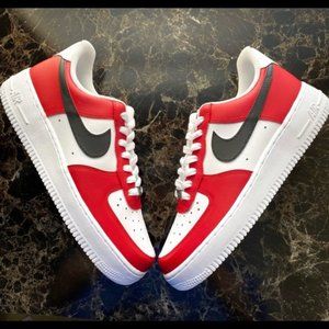 Nike Air Force 1 Black Red Custom OFFERS R OK